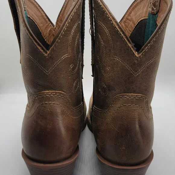Justin Gypsy Chellie Western Booties Women 7.5B Tan Leather Square Ankle GY9510 - Picture 12 of 16